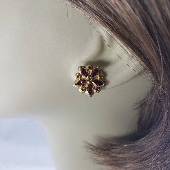 Paul Morelli 18 Karat Yellow Gold Garnet Citrine Flower Earrings #11231 - Picture 8 of 8